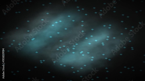 Abstract Glowing Teal Particles Floating in Dark Space Animation.