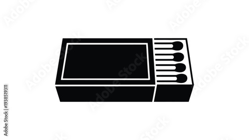 Minimal matchbox with matches icon representing fire starter, ignition tool, camping equipment, household item, heat and flame concept