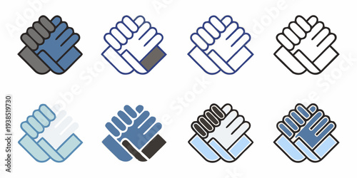 Variations of clenched fists in different colors and styles displayed