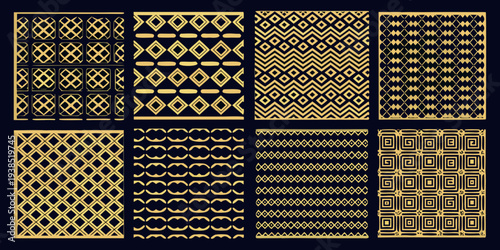 Geometric patterns in gold and black a decorative design collection