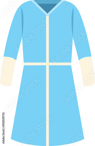 Flat design illustration of a blue protective medical gown used in healthcare settings