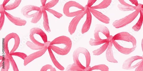 Abstract pink bow pattern with brushstroke texture