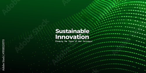 Sustainable innovation concept with green dotted lines and flowing design