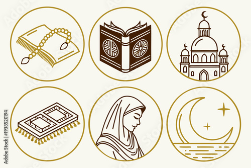 Islamic Symbols and Icons Collection for Muslim Culture