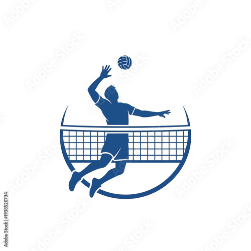 Volleyball Player in Action Jumping to Hit the Ball.