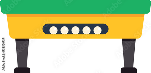 Minimalist illustration of a billiard table with green top and yellow frame on white background