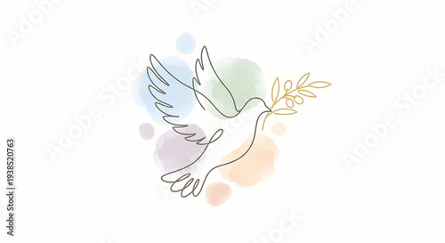 Minimalist peace dove with olive branch for Easter