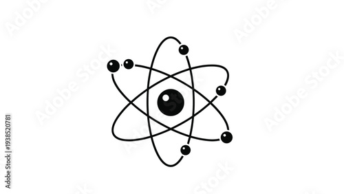 Classic atom model symbol representing science physics and nuclear energy for educational or scientific research concept.