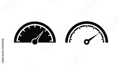 Two black gauge icons showing speed or level minimalist silhouette