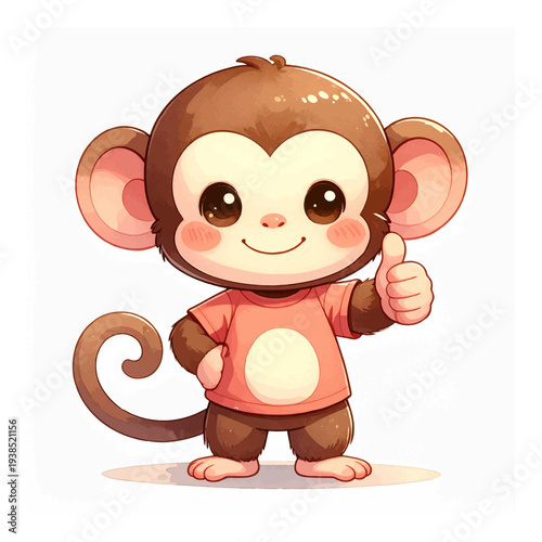 Cartoon Monkey Giving Thumbs Up 1.