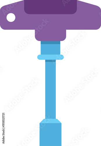 Minimalist vector illustration of a purple and blue allen key tool on white background