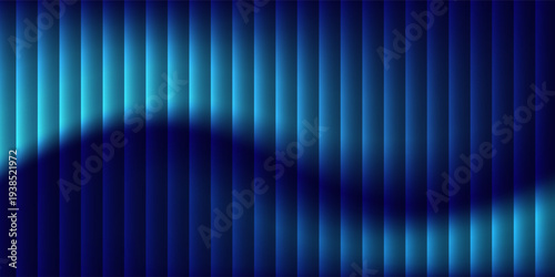 Modern Futuristic neon texture with vibrant shades of blue wavy gradient glossy prismatic mooth fluted vertical lines waves lines
