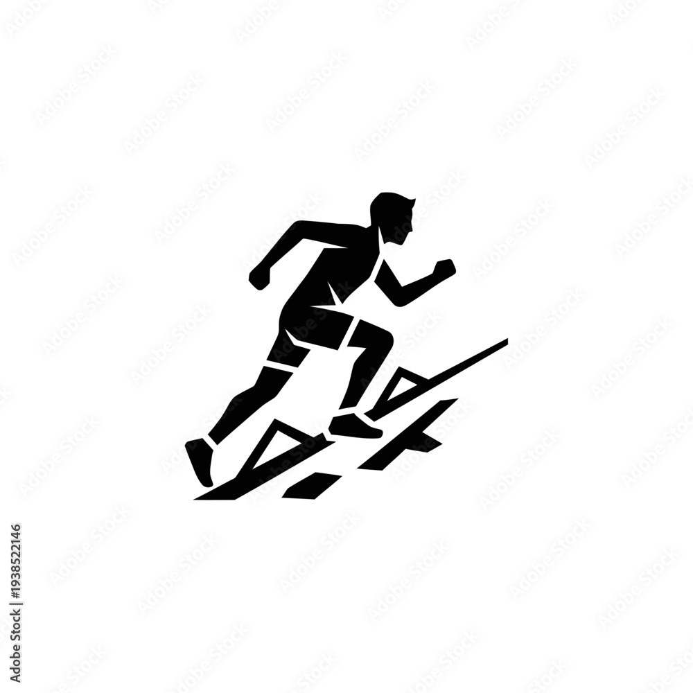 Obraz premium Silhouette of a man running up the stairs.