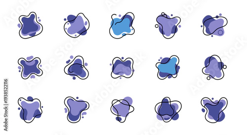 Abstract liquid shapes set, fluid elements