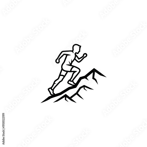 Man Running Up a Mountain Illustration.