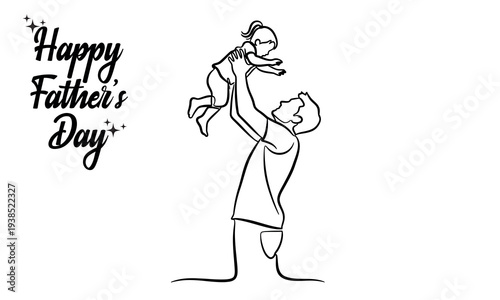 Happy father's day card with father and child illustration
