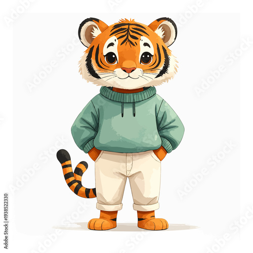 Cartoon Tiger Wearing Casual Clothes 2.
