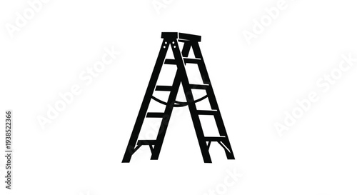 A black ladder stands on a white background a simple silhouette