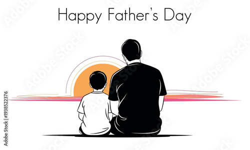 Heartwarming father's day moment silhouette of father and child watching sunset together