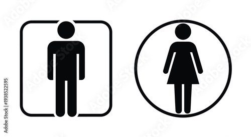 Restroom signage depicting a man and woman simple black silhouette