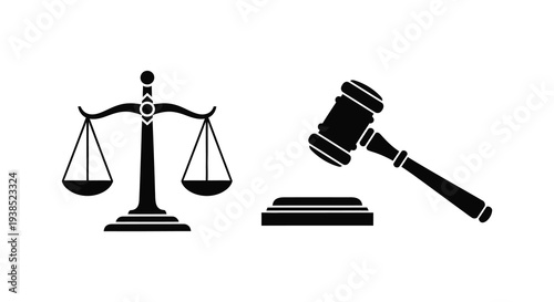 Scales of justice and a gavel symbols representing law order and legal proceedings high quality professional