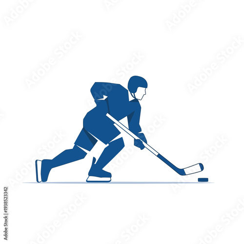 Hockey Player in Action on Ice Rink.