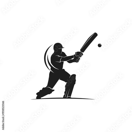 Cricket player hitting the ball with a bat in action.