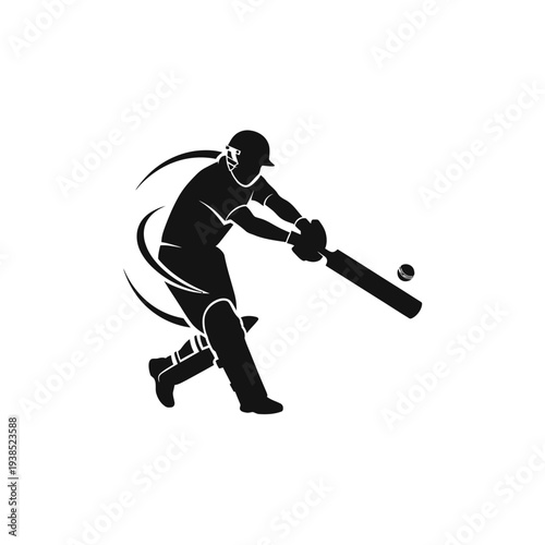 Cricket player hitting the ball with a bat.