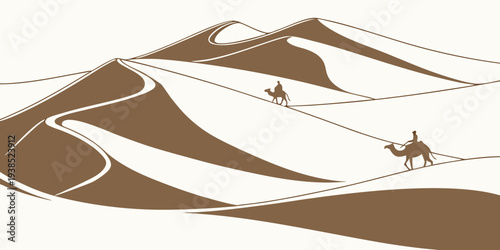 A serene mountain landscape with winding trails and distant peaks Vector