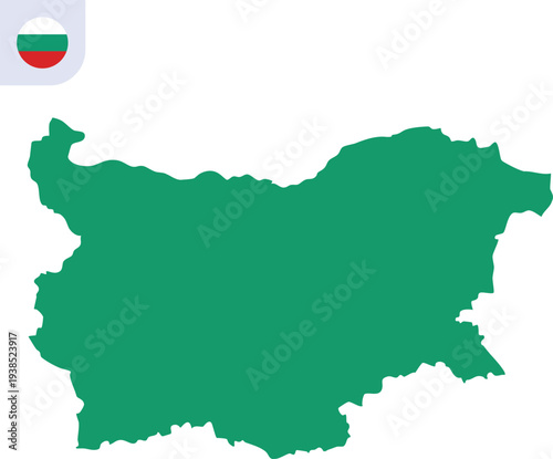 Bulgaria Map Vector Illustration with Clean Green Country Silhouette Shape Isolated on Transparent Background, Hand Made Geography Design of Bulgarian Territory in Europe, AI EPS10 JPG PNG