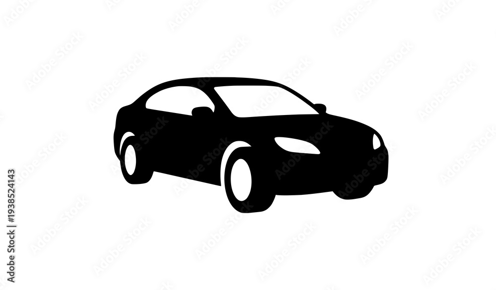 Fototapeta premium Modern car monochrome icon automobile symbol vector illustration