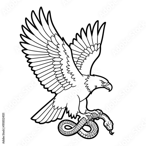 Majestic Eagle Grasping a Serpent in Fierce Aerial Combat, Symbolizing Power and Conflict