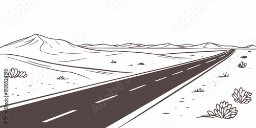 A winding road leading to a majestic mountain peak in a serene landscape. Vector