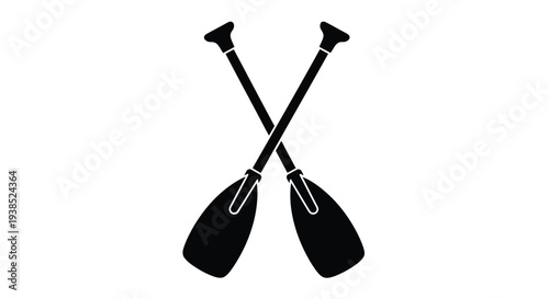 Two crossed oars create a striking visual black silhouette