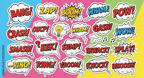 Collection of Comic Book Sound Effects Speech Bubbles.