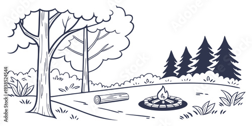 A serene lakeside scene with a family of deer and a picturesque forest backdrop. Vector