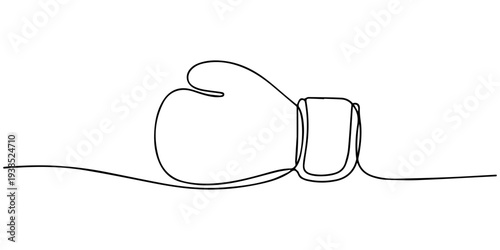 Boxing gloves in one continuous line one line vector illustration Editable stroke, Boxing gloves illustration with line style design. Boxing glove in one continuous single line art drawing style. Box