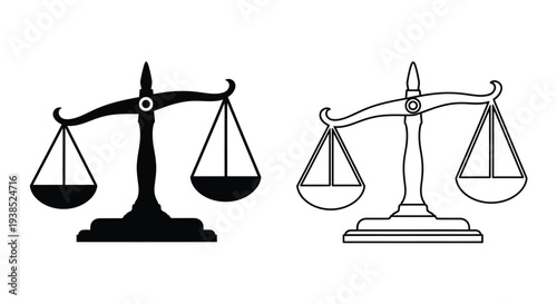 Scales of justice a black and white graphic representation silhouette