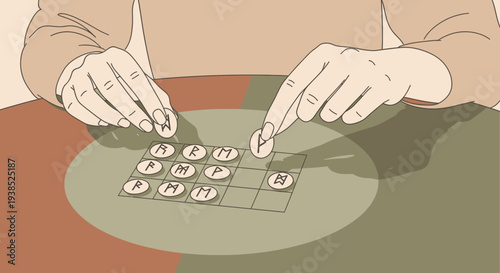Person playing tic tac toe on a digital grid with emoticons.