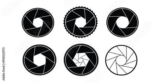 Aperture diagrams showcasing different blade counts a graphic silhouette