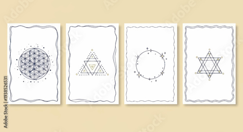 Sacred Geometry Symbols Set: Flower of Life, Triangle, Star of David