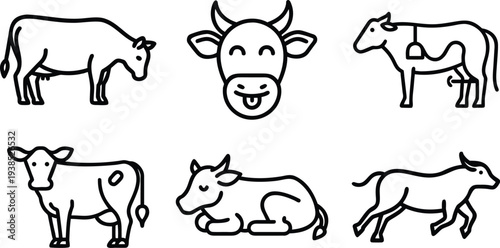 set of cow icon
