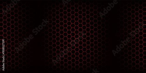 Red geometric polygons background, hexagon symbol, abstract black metallic wallpaper, vector illustration