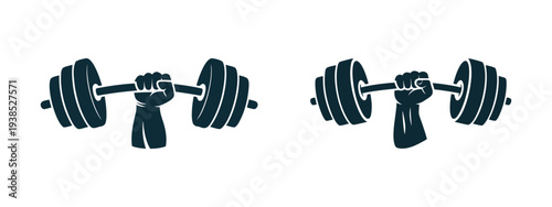 Strong Hand Lifting Heavy Barbell Vector Icon for Gym and Fitness
