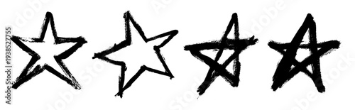 Grunge Star Shapes Brush Stroke Vector Set