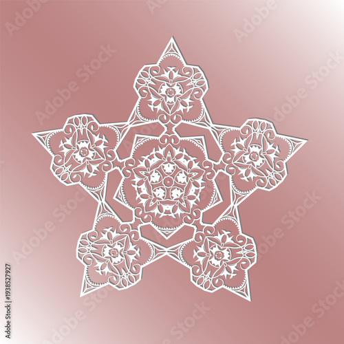 Cutting card. Laser cut  star vector panel. Cutout silhouette with star pattern. Filigree star pattern for paper cutting. pentagonal star. withe