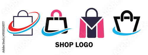 Paper and Tote Shopping Bag Illustration Set, Flat Retail Packaging Icons Bundle