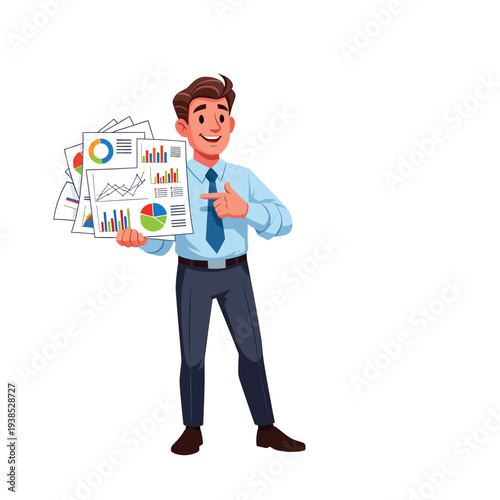 Business professional presenting data charts and graphs in a clear and concise manner