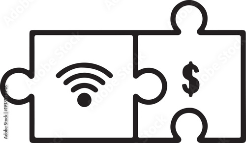 Wifi and money connection puzzle piece