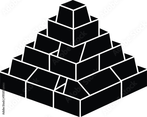 pile of bricks silhouette vector art illustration, black and white design